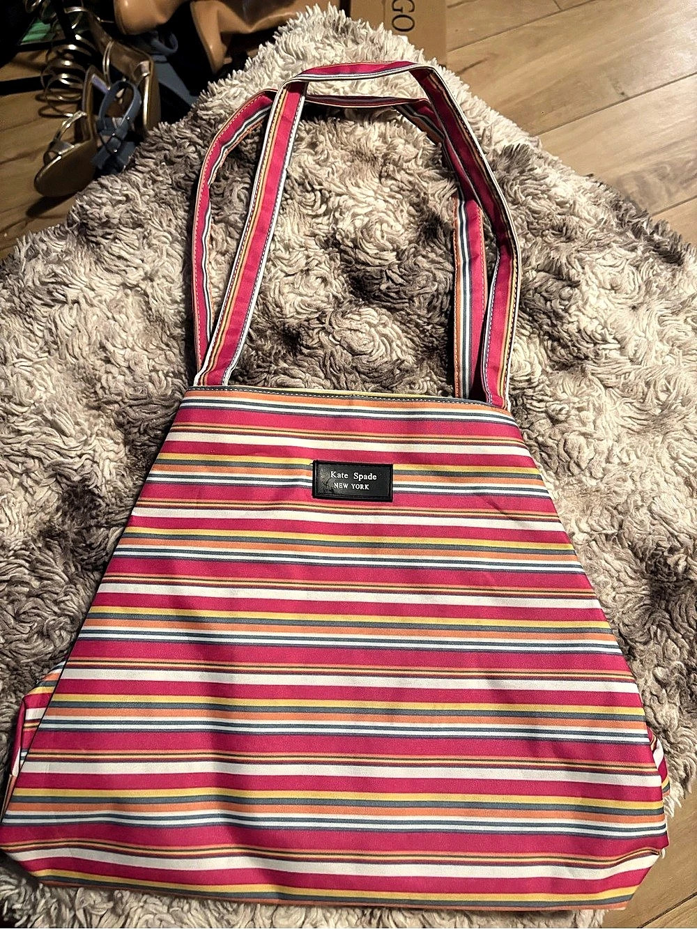 Kate Spade Striped Tote in Pink & Multicolor